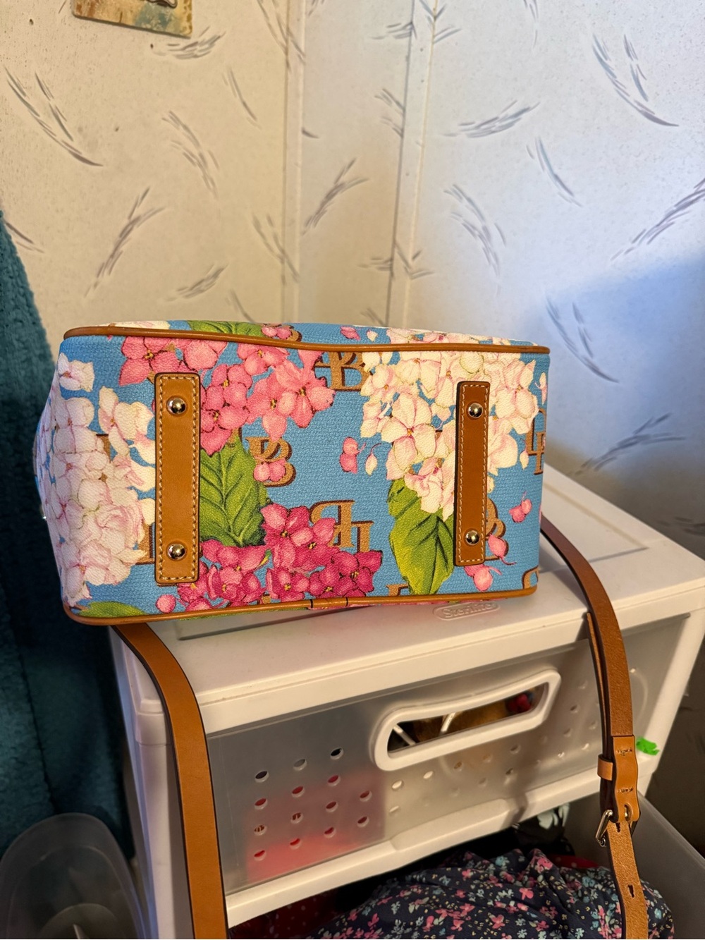 Dooney & Bourke Blue hydrangea Satchel small shopper - Picture 4 of 12